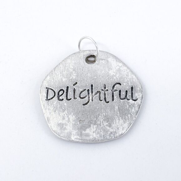 Vintage Sterling Silver 925 Crystal Studded "Delightful" Pendant - Picture 4 of 7